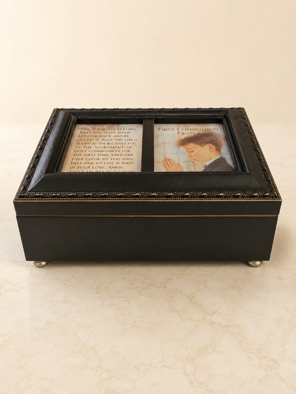 NEW Cottage Garden First Communion Black Photo Jewelry Music Box Hallelujah